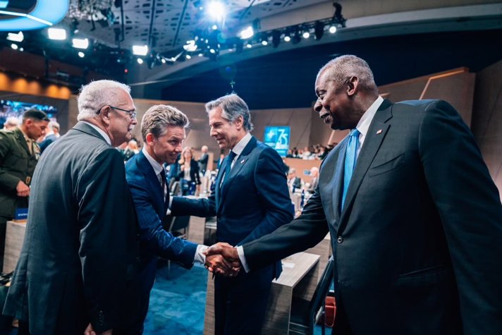 Minister for Defence Pål Jonson, U.S. Secretary of State Antony Blinken and U.S. Secretary of Defence Secretary of Defense Lloyd J. Austin III.