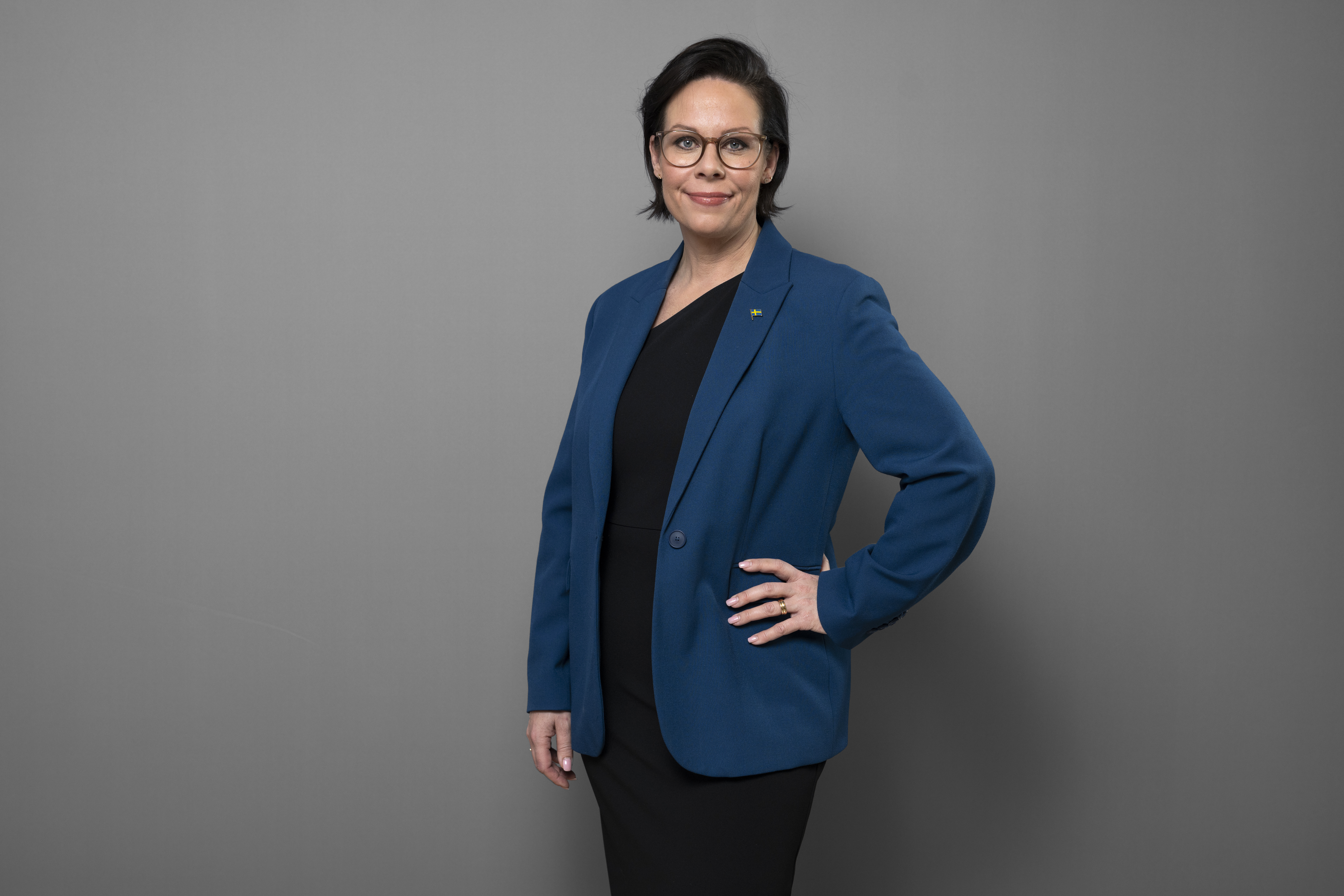 Maria Malmer Stenergard in a blue suit