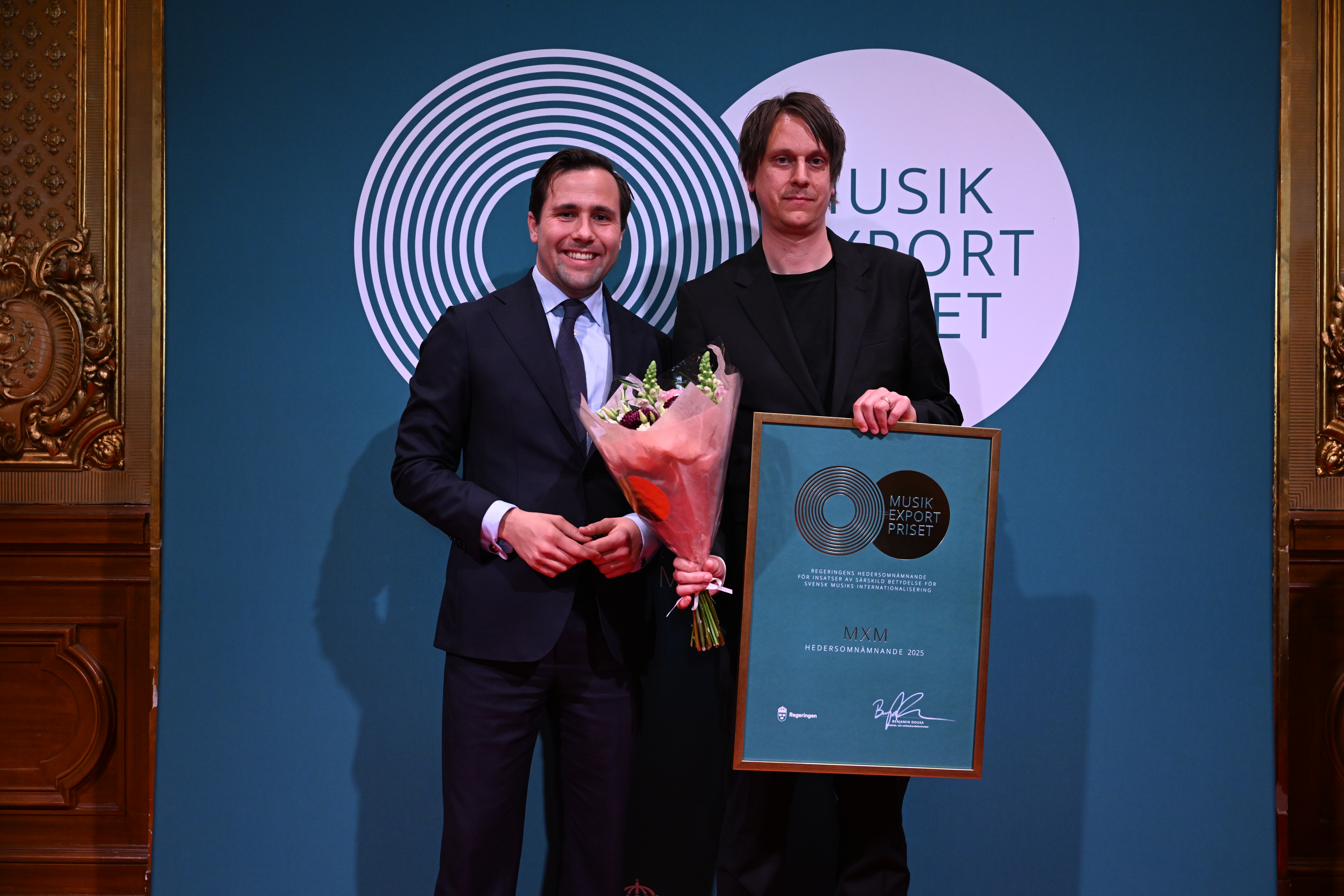 Johan Malmberg and Benjamin Dousa at the Government’s Music Export Prize.