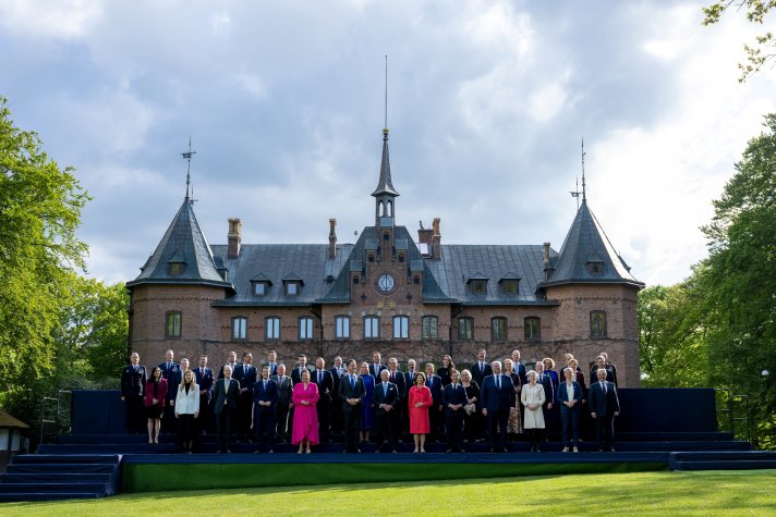 Picture showing the participants in the informal dinner in front of Sofiero Castle