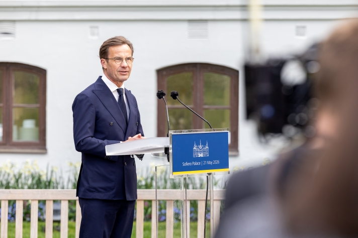 Picture showing Prime Minister Ulf Kristersson holding his welcome speech at the informal dinner at Sofiero Palace